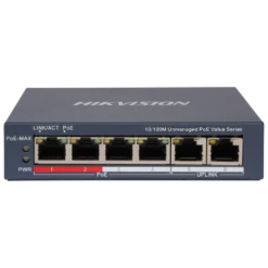 Hikvision DS-3E0106P-E/M(B) POE Комутатор 4 порти некерований