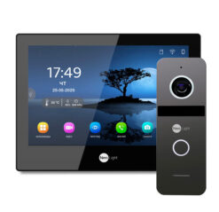 Комплект Wi-Fi  IP-відеодомофон 8 дюймів Wi-Fi NeoLight ALPHA Hybrid Black та викличної панелі NeoLight Solo IPW Black Graphite
