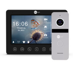 Комплект відеодомофону NeoLight Kappa+ HD WF Black 7 дюймів та панелі виклику NeoLight SOLO FHD Silver